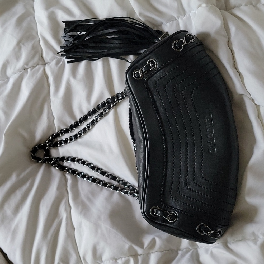Chanel Black Leather LAX Chain Shoulder bag
